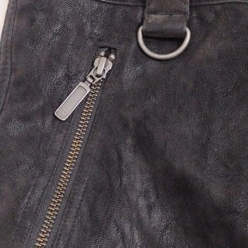 Free People Black Carson Utility Wrap Mini Skirt Faux Suede Y2K Cargo Chic US 8